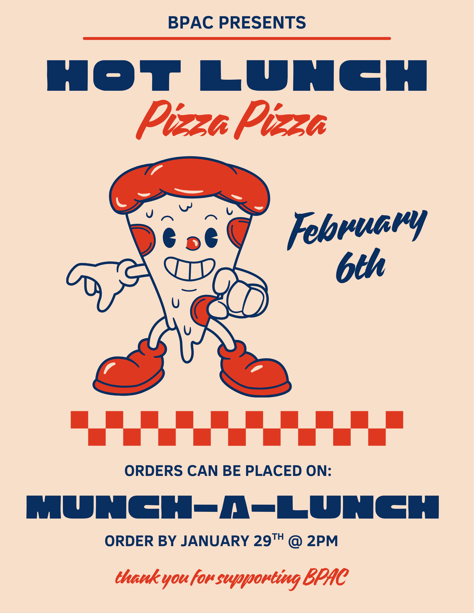 Hot Lunch ordering for Feb 6